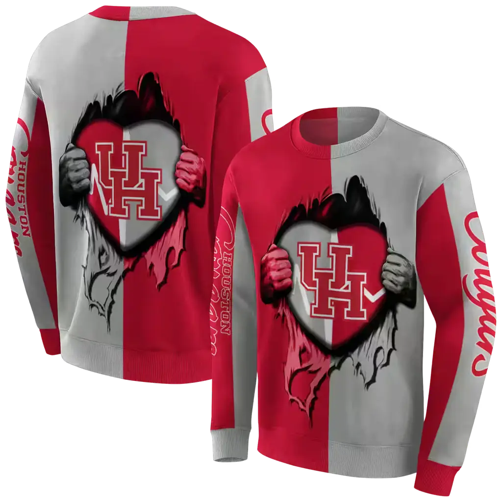houston cougars heartbeat graphic red hoodie premium grade houston cougars heartbeat graphic red hoodie premium grade