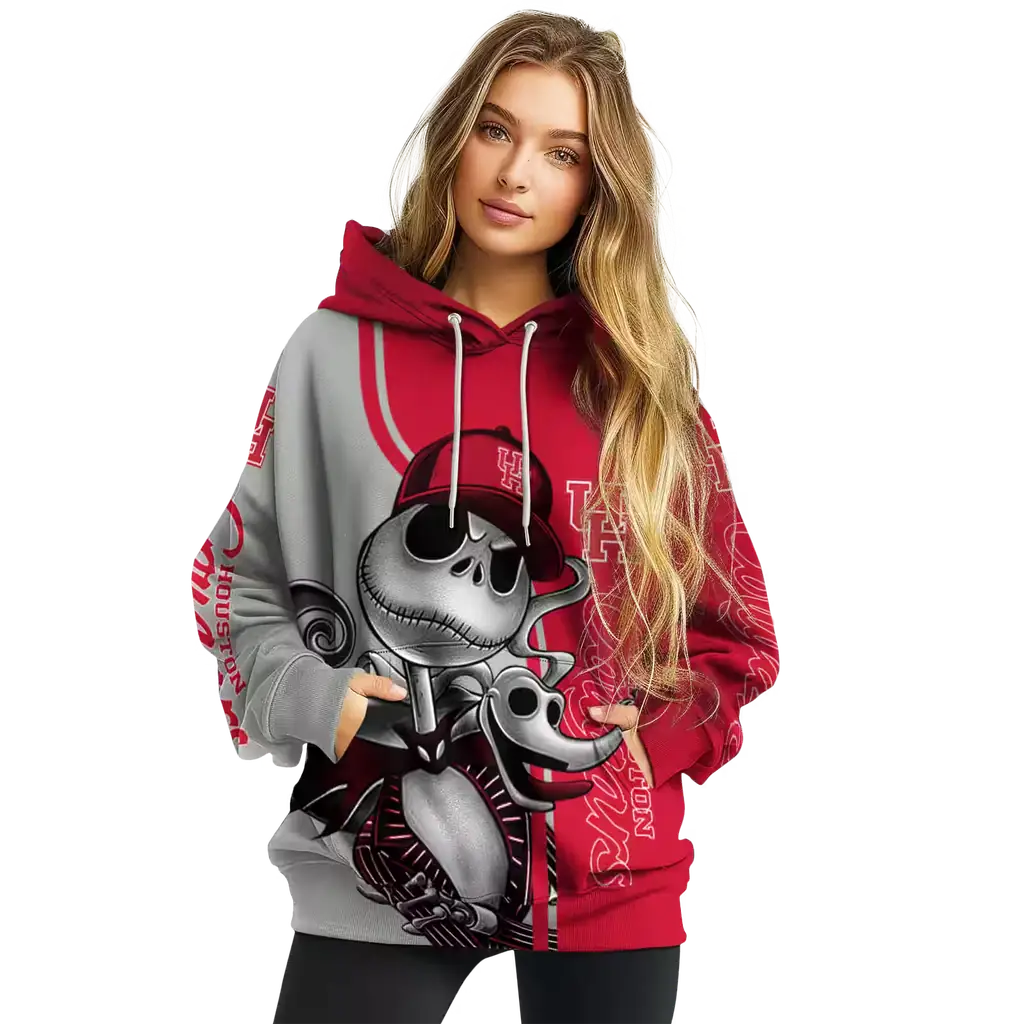 houston cougars jack skellington red hoodie high quality houston cougars jack skellington red hoodie high quality