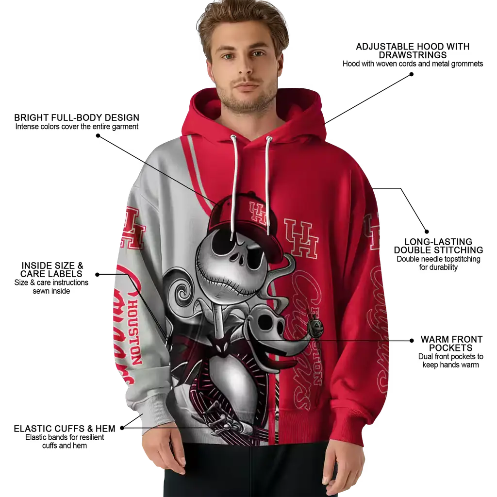 houston cougars jack skellington red hoodie latest model houston cougars jack skellington red hoodie latest model