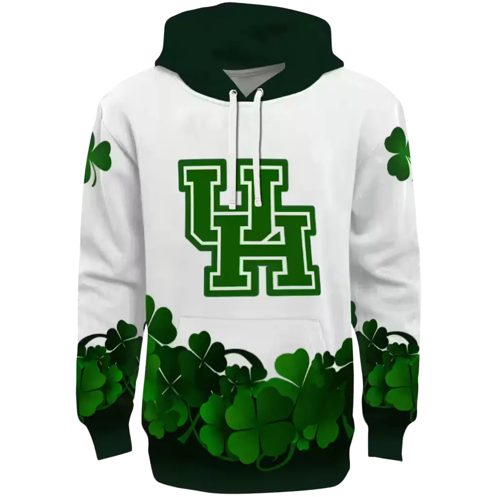 houston cougars lucky motif white green hoodie best selling houston cougars lucky motif white green hoodie best selling