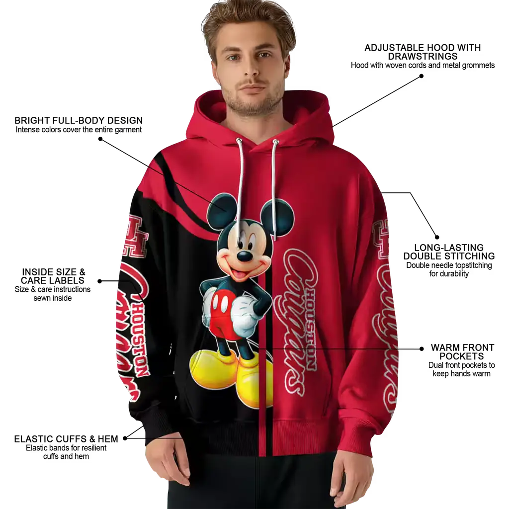 houston cougars mickey mouse red black hoodie latest model houston cougars mickey mouse red black hoodie latest model