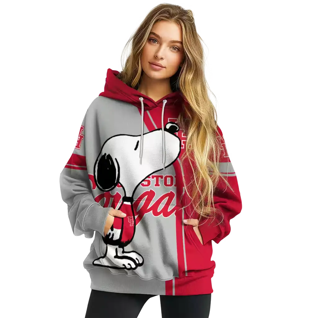 houston cougars playful snoopy red hoodie high quality houston cougars playful snoopy red hoodie high quality