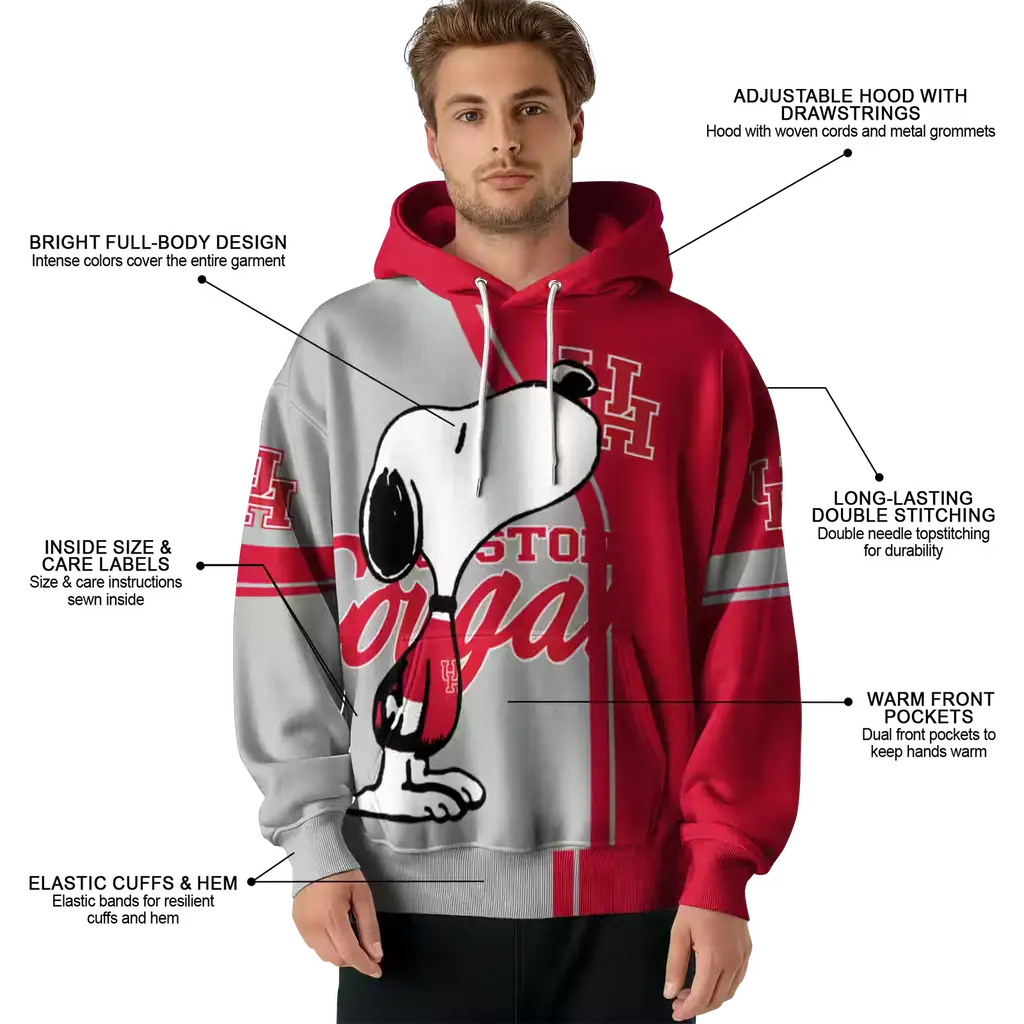 houston cougars playful snoopy red hoodie latest model houston cougars playful snoopy red hoodie latest model