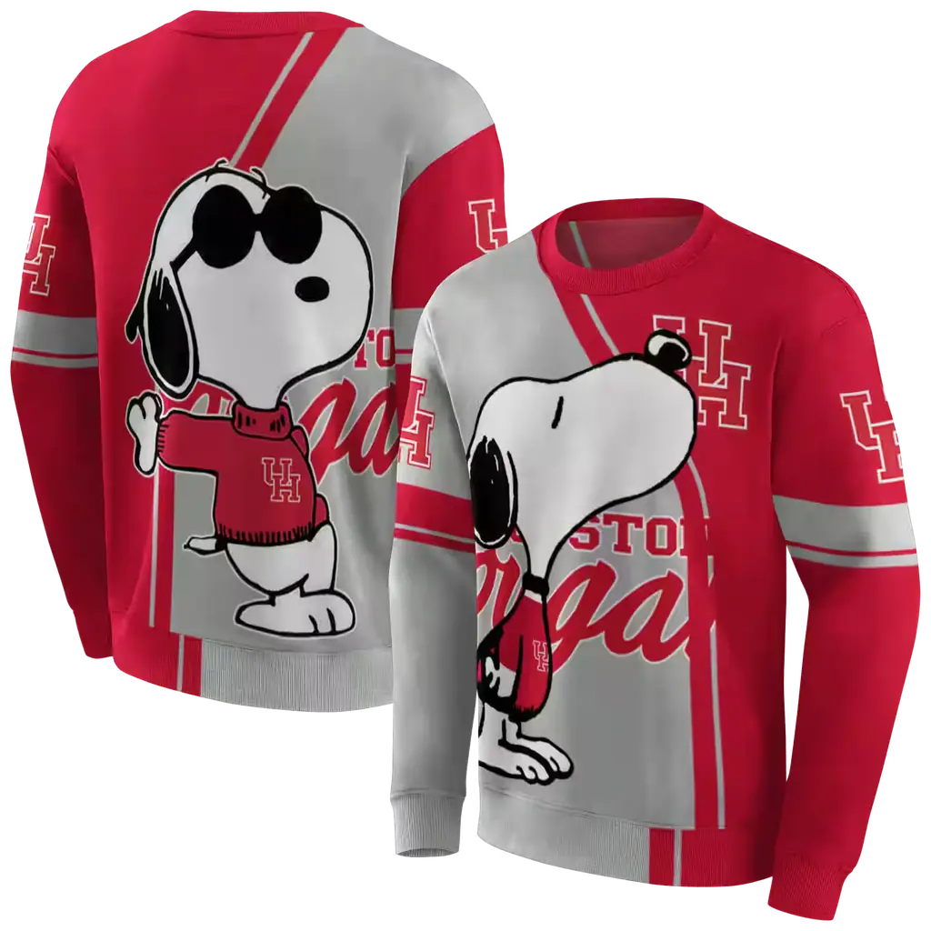 houston cougars playful snoopy red hoodie premium grade houston cougars playful snoopy red hoodie premium grade