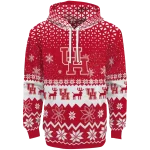 houston cougars reindeer motif red hoodie best selling
