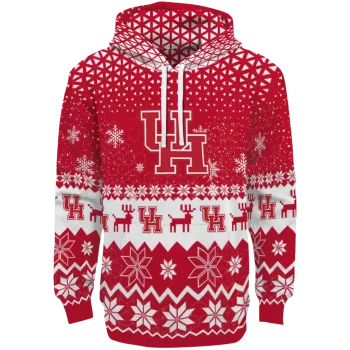 houston cougars reindeer motif red hoodie best selling