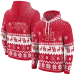 houston cougars reindeer motif red hoodie best selling