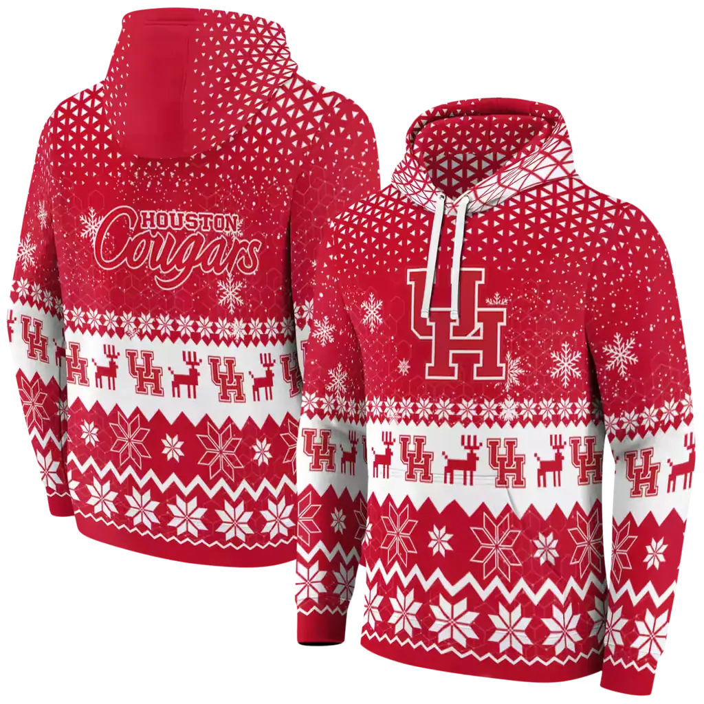 houston cougars reindeer motif red hoodie fashion forward houston cougars reindeer motif red hoodie fashion forward