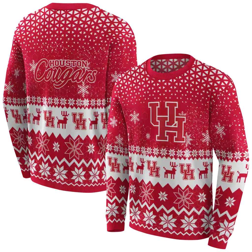 houston cougars reindeer motif red hoodie premium grade houston cougars reindeer motif red hoodie premium grade