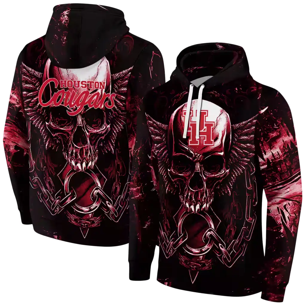houston cougars skull artwork red black hoodie fashion forward houston cougars skull artwork red black hoodie fashion forward