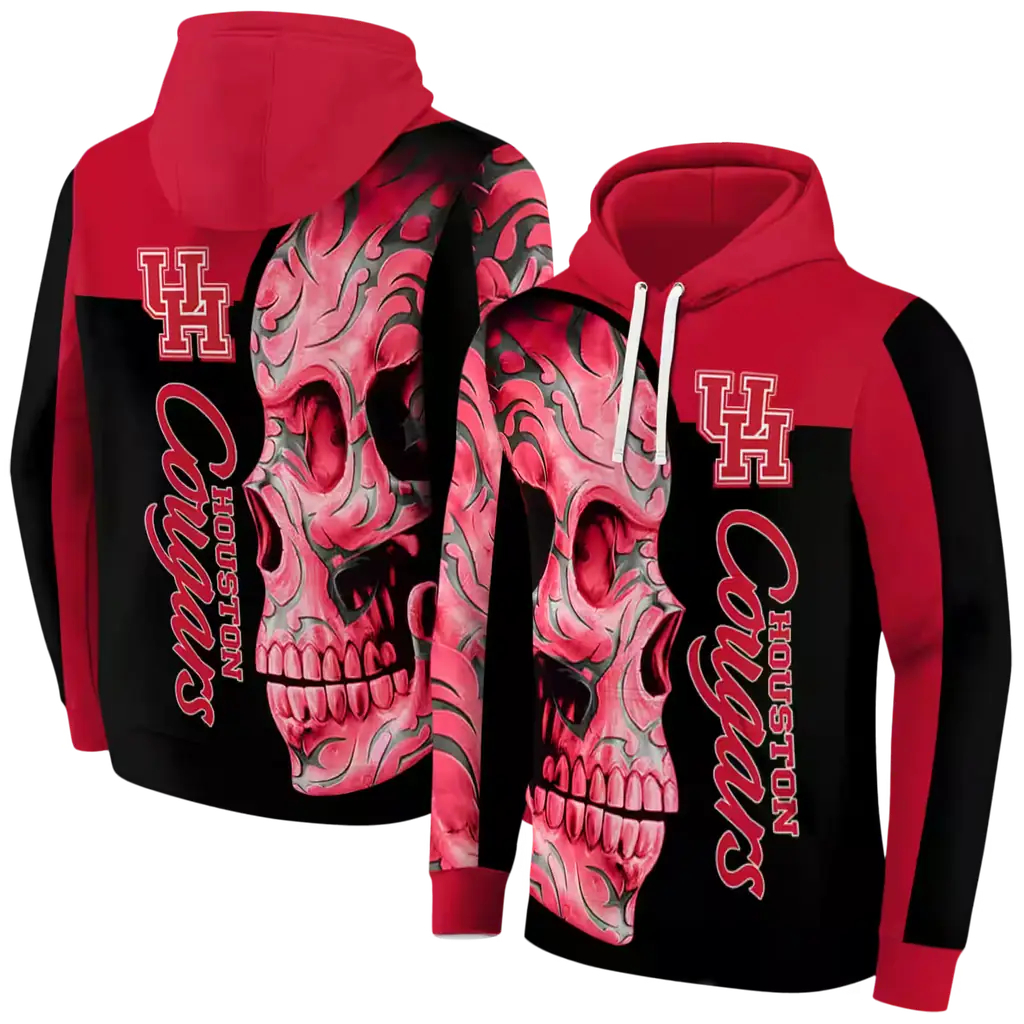 houston cougars skull motif red black hoodie fashion forward houston cougars skull motif red black hoodie fashion forward
