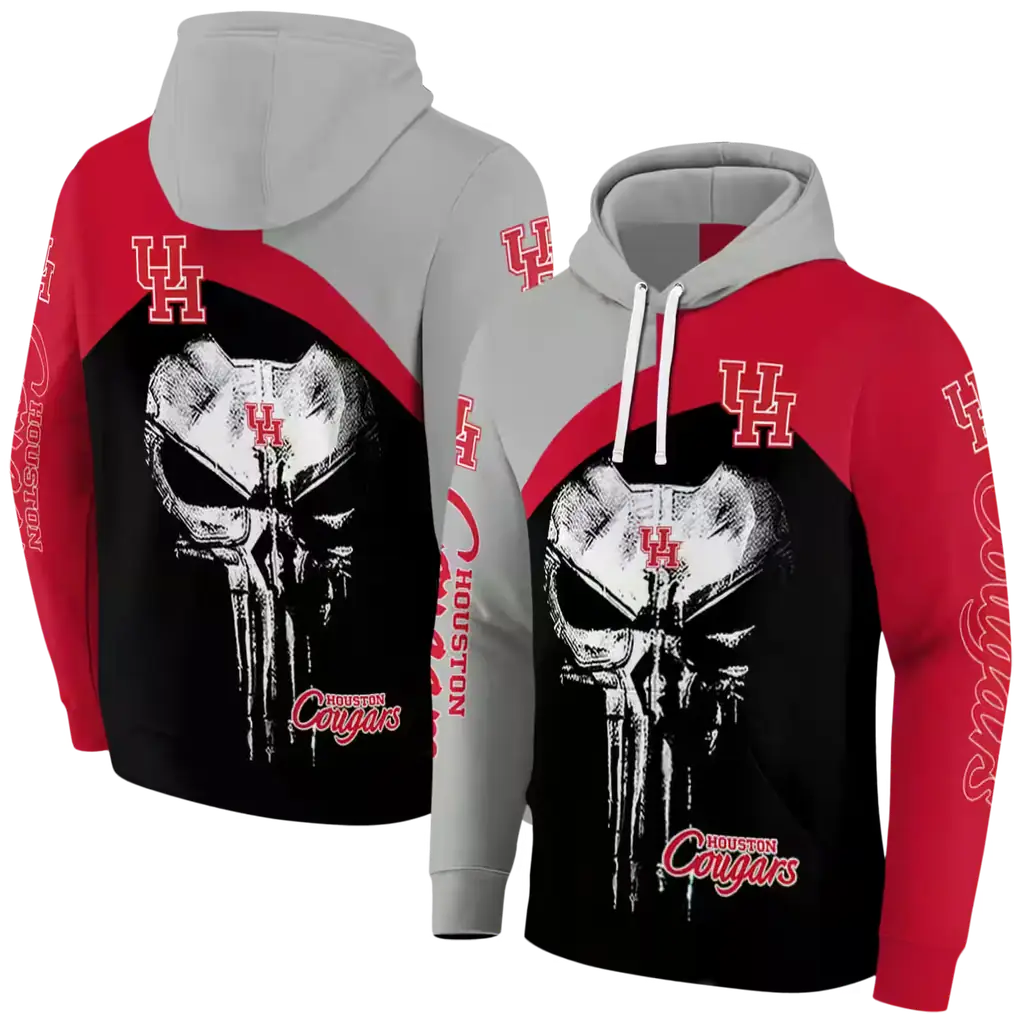 houston cougars skull punisher gray black hoodie fashion forward houston cougars skull punisher gray black hoodie fashion forward