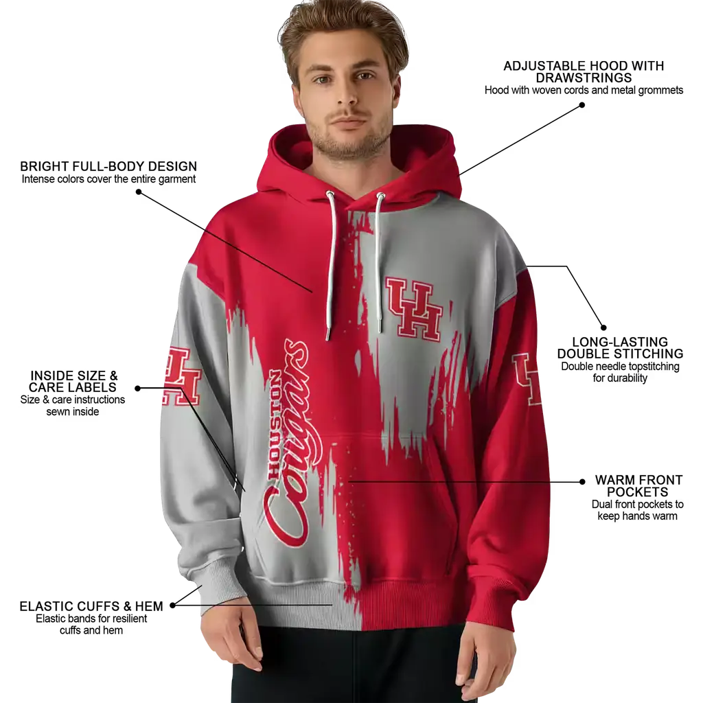 houston cougars splatter effect red hoodie latest model houston cougars splatter effect red hoodie latest model