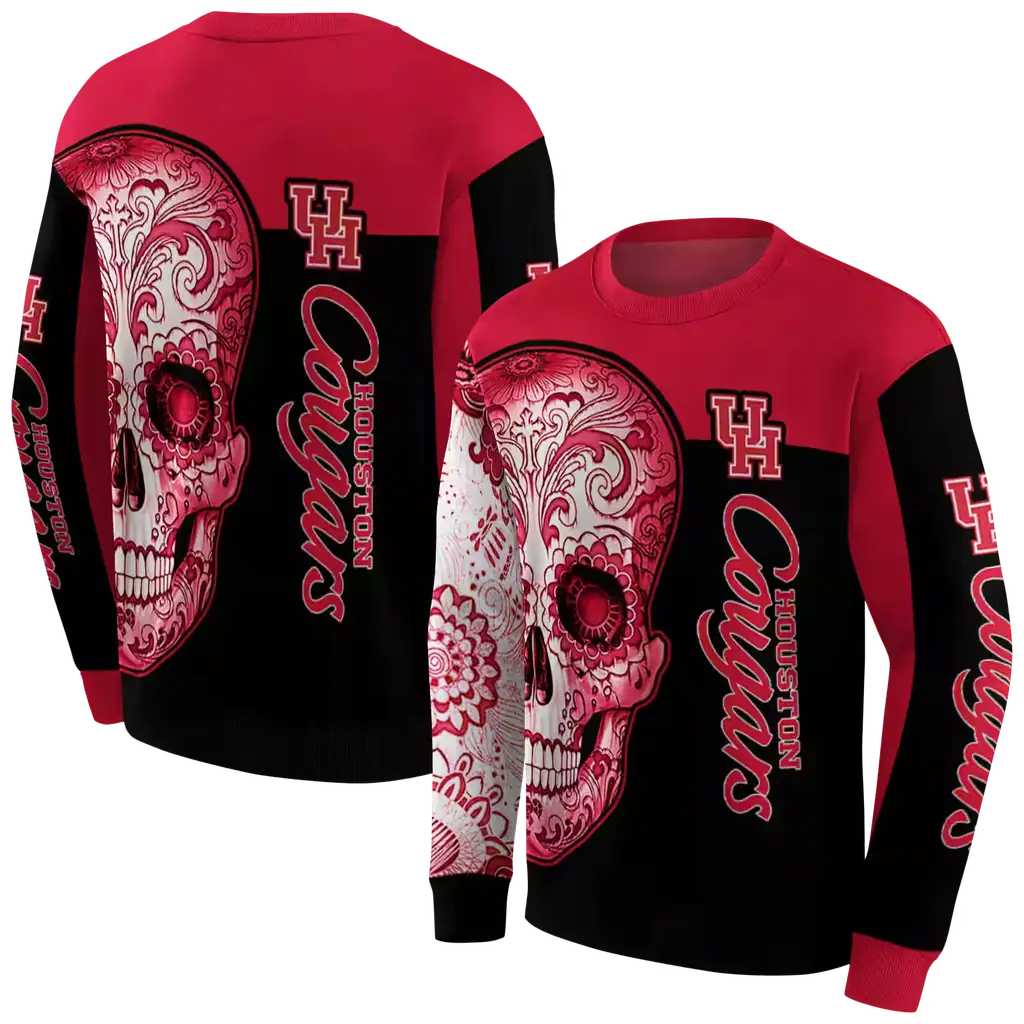 houston cougars sugar skull red black hoodie premium grade houston cougars sugar skull red black hoodie premium grade