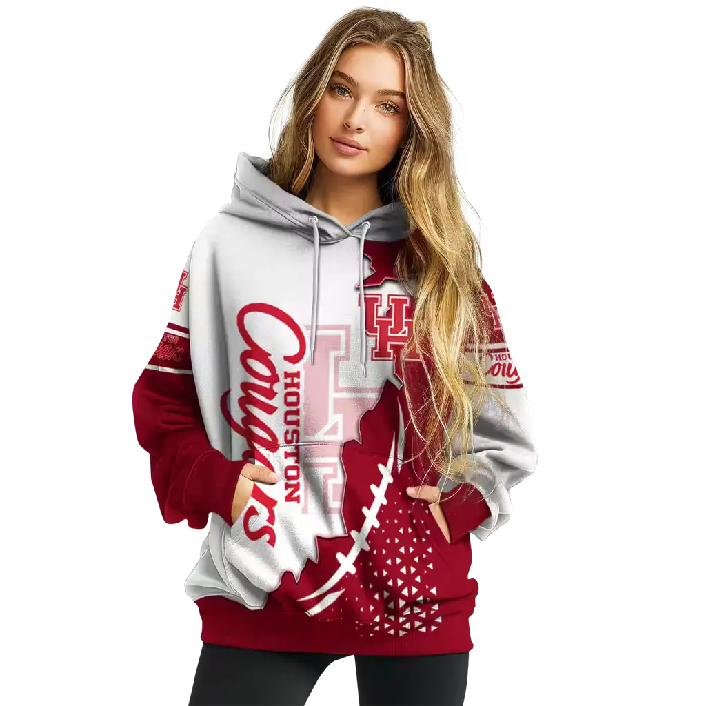 houston cougars triangular pattern red white hoodie high quality houston cougars triangular pattern red white hoodie high quality