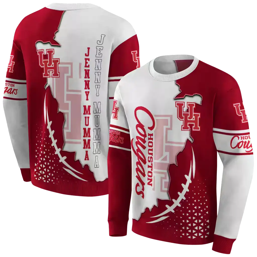 houston cougars triangular pattern red white hoodie premium grade houston cougars triangular pattern red white hoodie premium grade