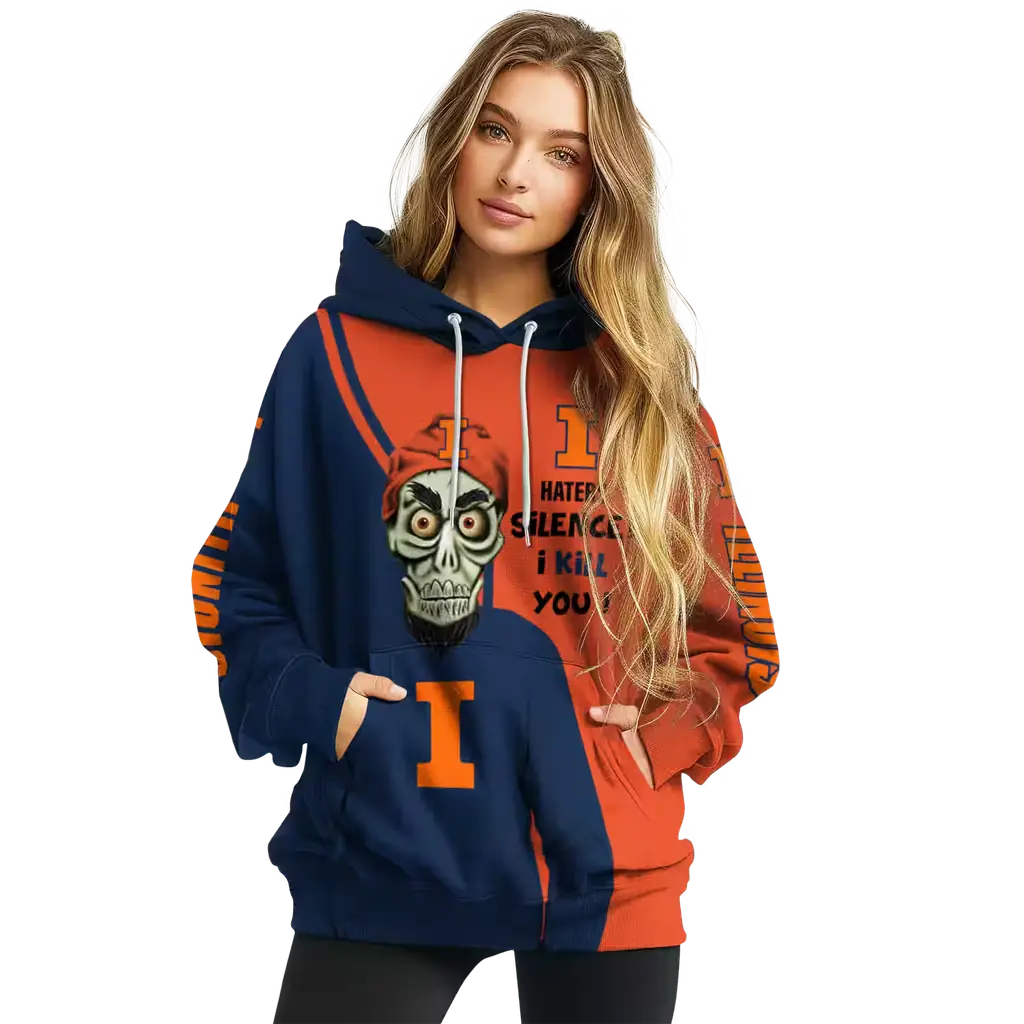 illinois fighting illini achmed skull blue hoodie high quality illinois fighting illini achmed skull blue hoodie high quality