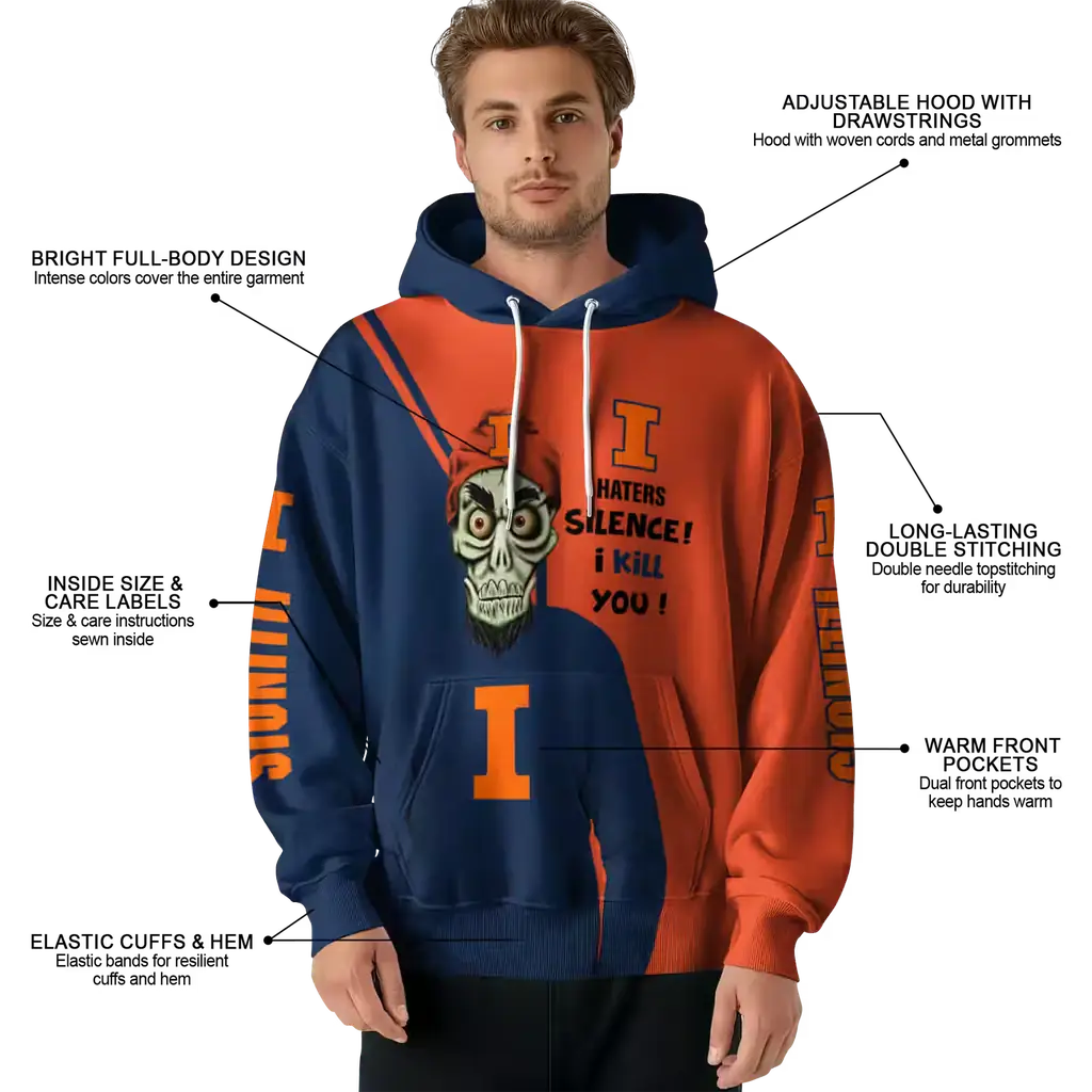 illinois fighting illini achmed skull blue hoodie latest model illinois fighting illini achmed skull blue hoodie latest model