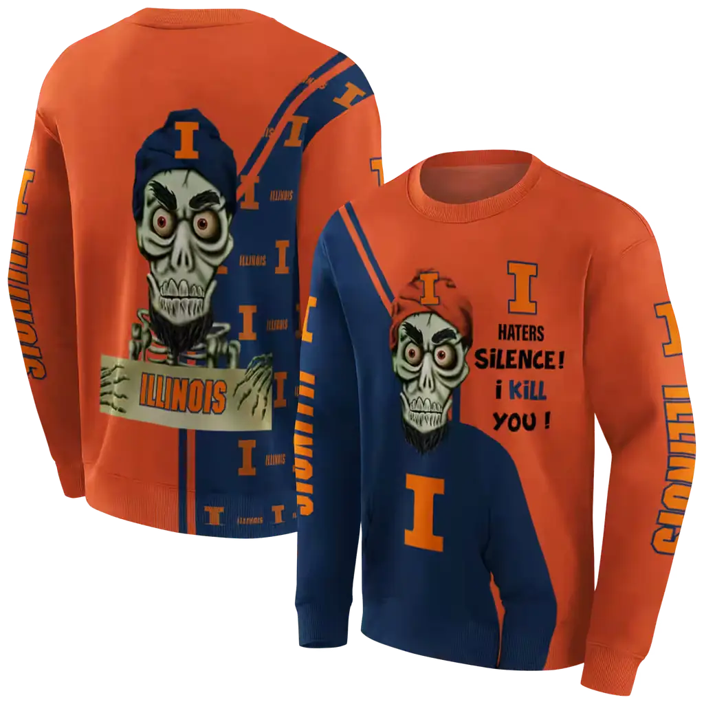 illinois fighting illini achmed skull blue hoodie premium grade illinois fighting illini achmed skull blue hoodie premium grade