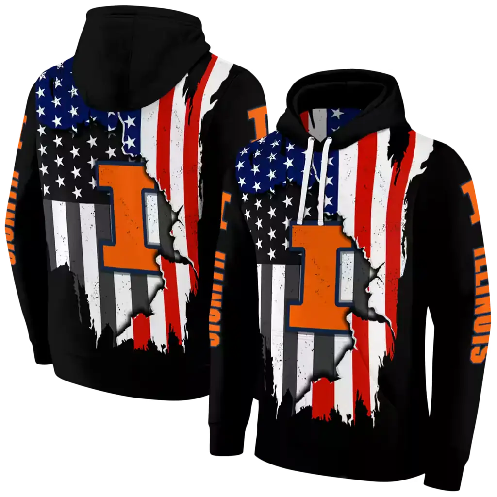 illinois fighting illini american pride black hoodie fashion forward illinois fighting illini american pride black hoodie fashion forward