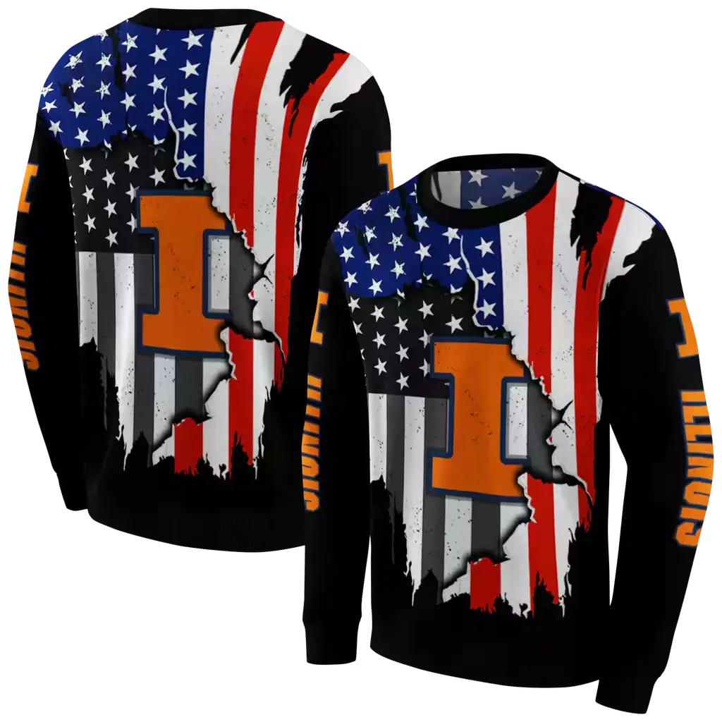 illinois fighting illini american pride black hoodie premium grade illinois fighting illini american pride black hoodie premium grade