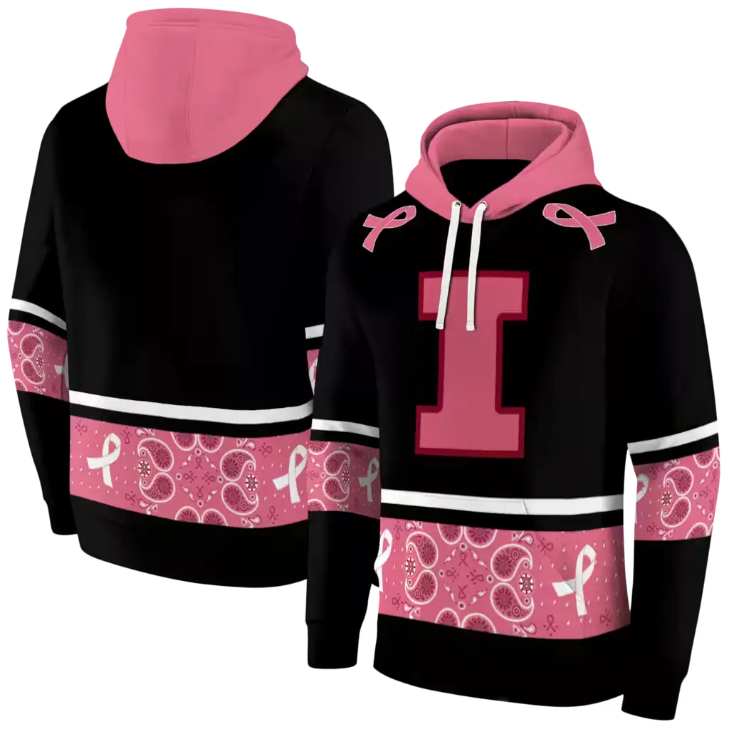 illinois fighting illini awareness ribbon black pink hoodie fashion forward illinois fighting illini awareness ribbon black pink hoodie fashion forward