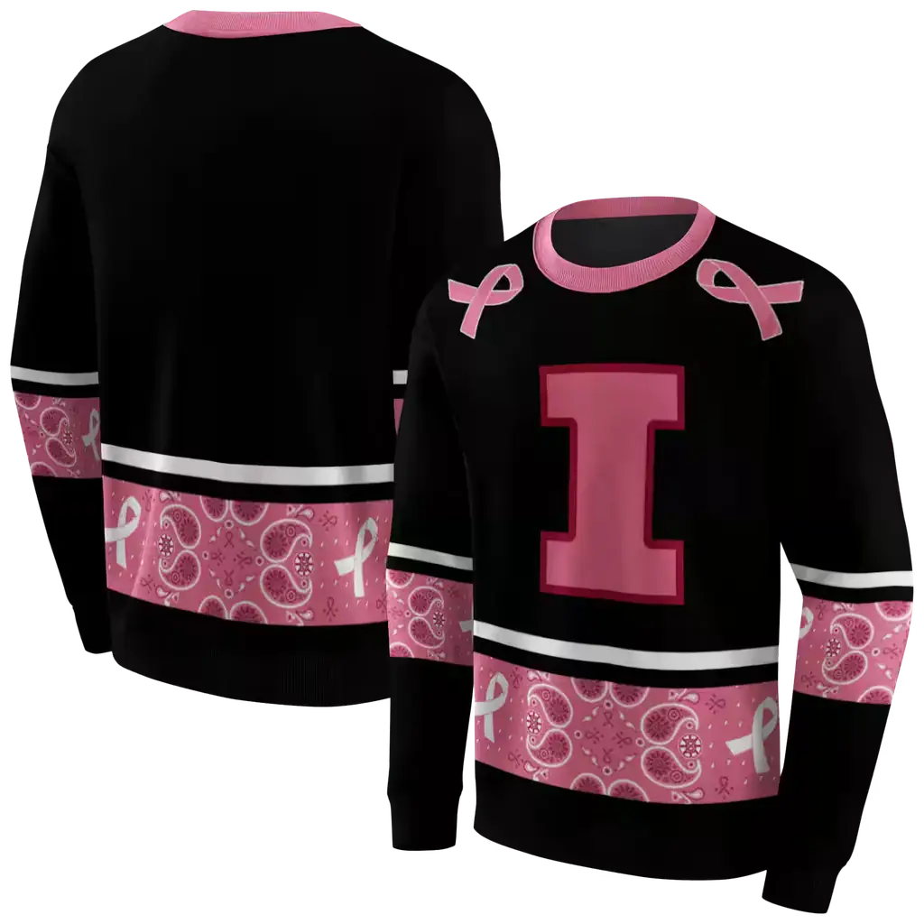 illinois fighting illini awareness ribbon black pink hoodie premium grade illinois fighting illini awareness ribbon black pink hoodie premium grade