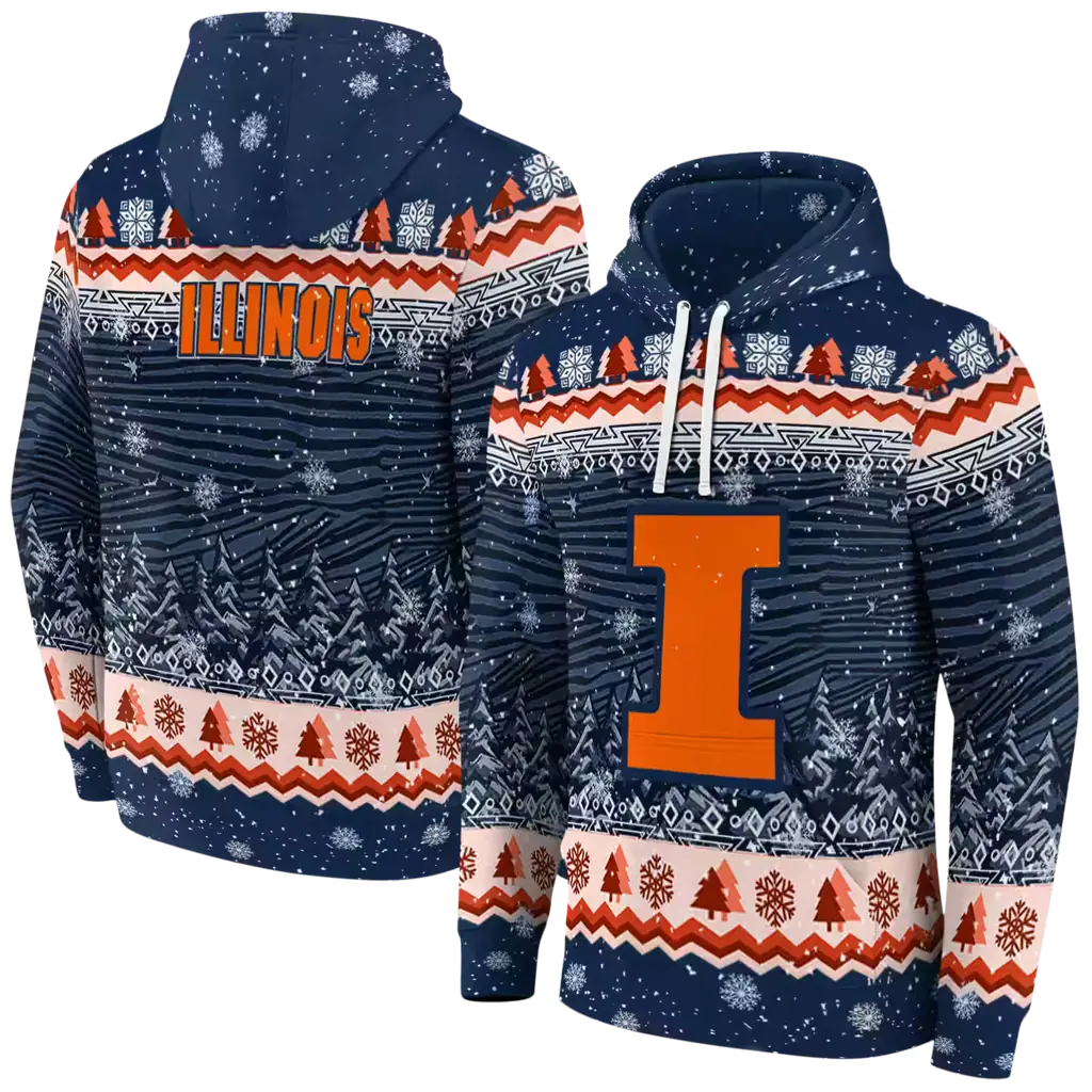 illinois fighting illini christmas trees blue hoodie fashion forward illinois fighting illini christmas trees blue hoodie fashion forward