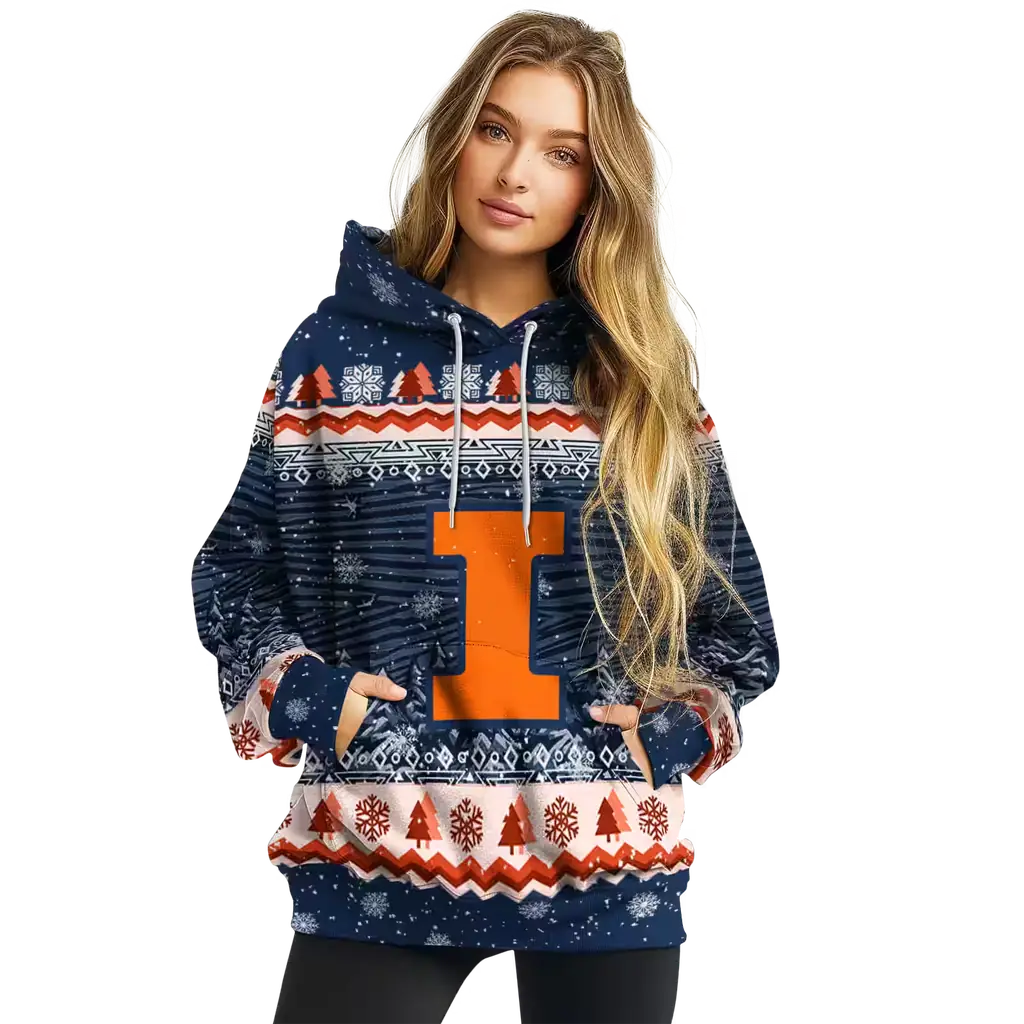 illinois fighting illini christmas trees blue hoodie high quality illinois fighting illini christmas trees blue hoodie high quality