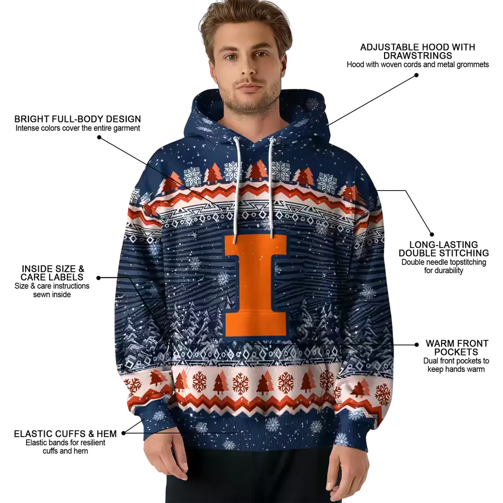 illinois fighting illini christmas trees blue hoodie latest model illinois fighting illini christmas trees blue hoodie latest model