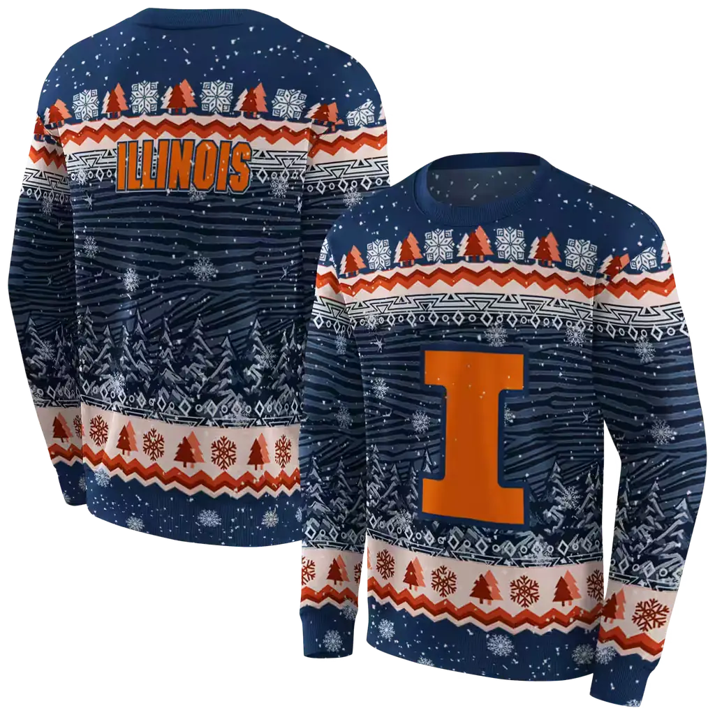 illinois fighting illini christmas trees blue hoodie premium grade illinois fighting illini christmas trees blue hoodie premium grade