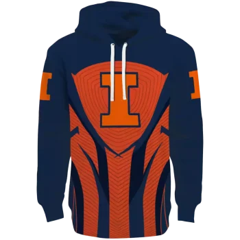 illinois fighting illini concentric lines blue black hoodie best selling