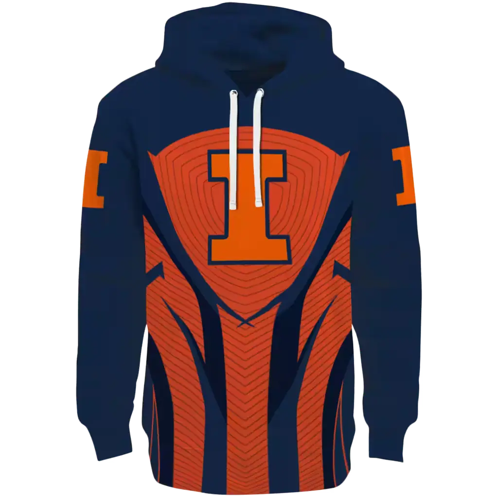 illinois fighting illini concentric lines blue black hoodie best selling illinois fighting illini concentric lines blue black hoodie best selling