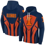illinois fighting illini concentric lines blue black hoodie best selling
