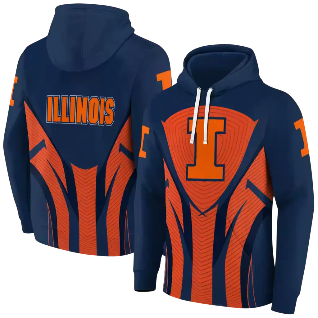 illinois fighting illini concentric lines blue black hoodie fashion forward illinois fighting illini concentric lines blue black hoodie fashion forward