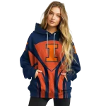 illinois fighting illini concentric lines blue black hoodie best selling