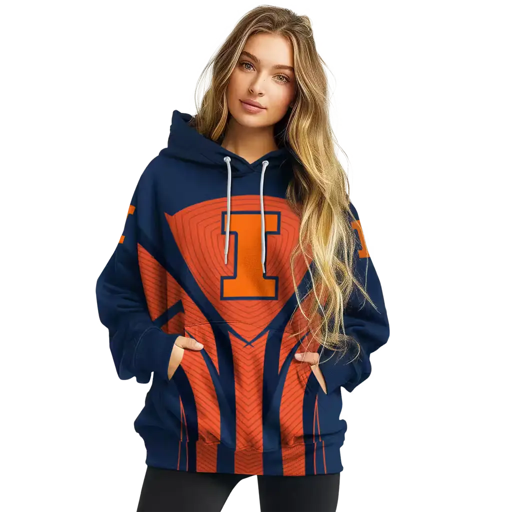 illinois fighting illini concentric lines blue black hoodie high quality illinois fighting illini concentric lines blue black hoodie high quality