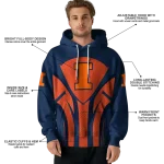 illinois fighting illini concentric lines blue black hoodie best selling