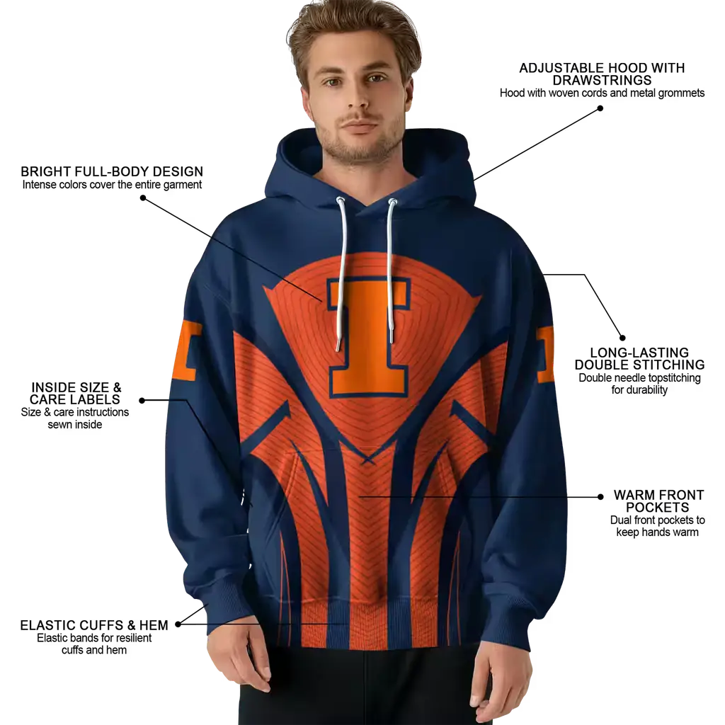 illinois fighting illini concentric lines blue black hoodie latest model illinois fighting illini concentric lines blue black hoodie latest model