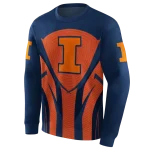 illinois fighting illini concentric lines blue black hoodie best selling