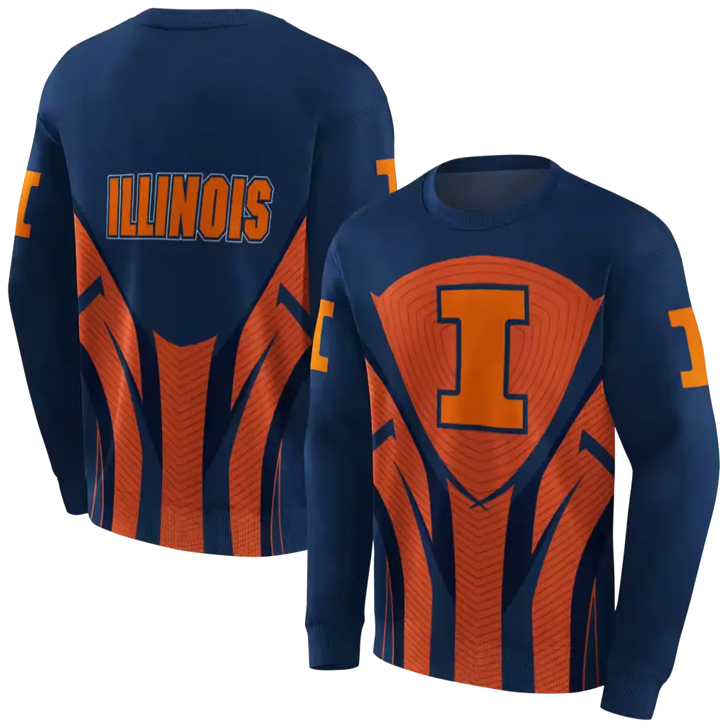 illinois fighting illini concentric lines blue black hoodie premium grade illinois fighting illini concentric lines blue black hoodie premium grade