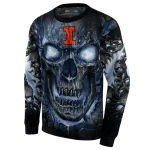 illinois fighting illini demonic skull blue black hoodie best selling