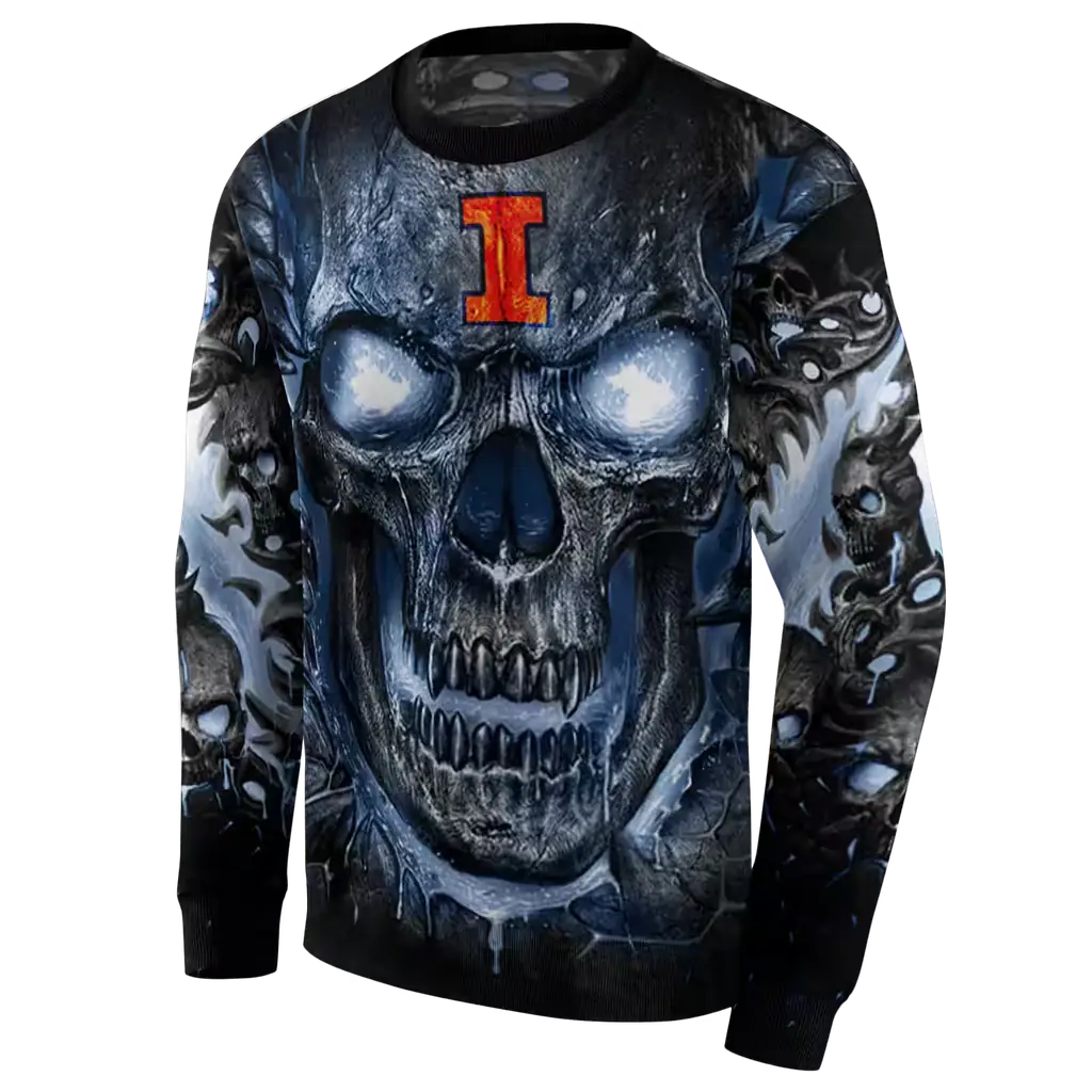 illinois fighting illini demonic skull blue black hoodie new arrival illinois fighting illini demonic skull blue black hoodie new arrival