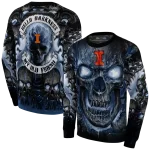 illinois fighting illini demonic skull blue black hoodie best selling