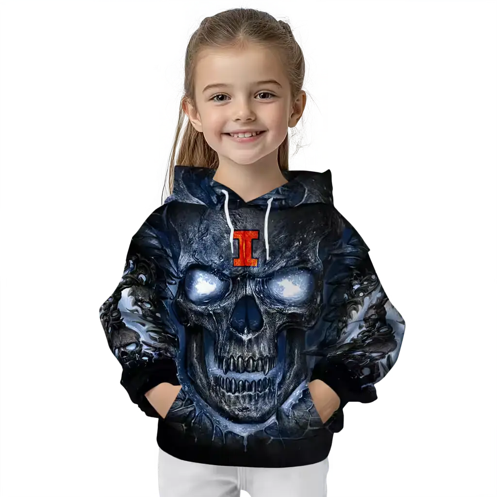 illinois fighting illini demonic skull blue black hoodie top rated illinois fighting illini demonic skull blue black hoodie top rated