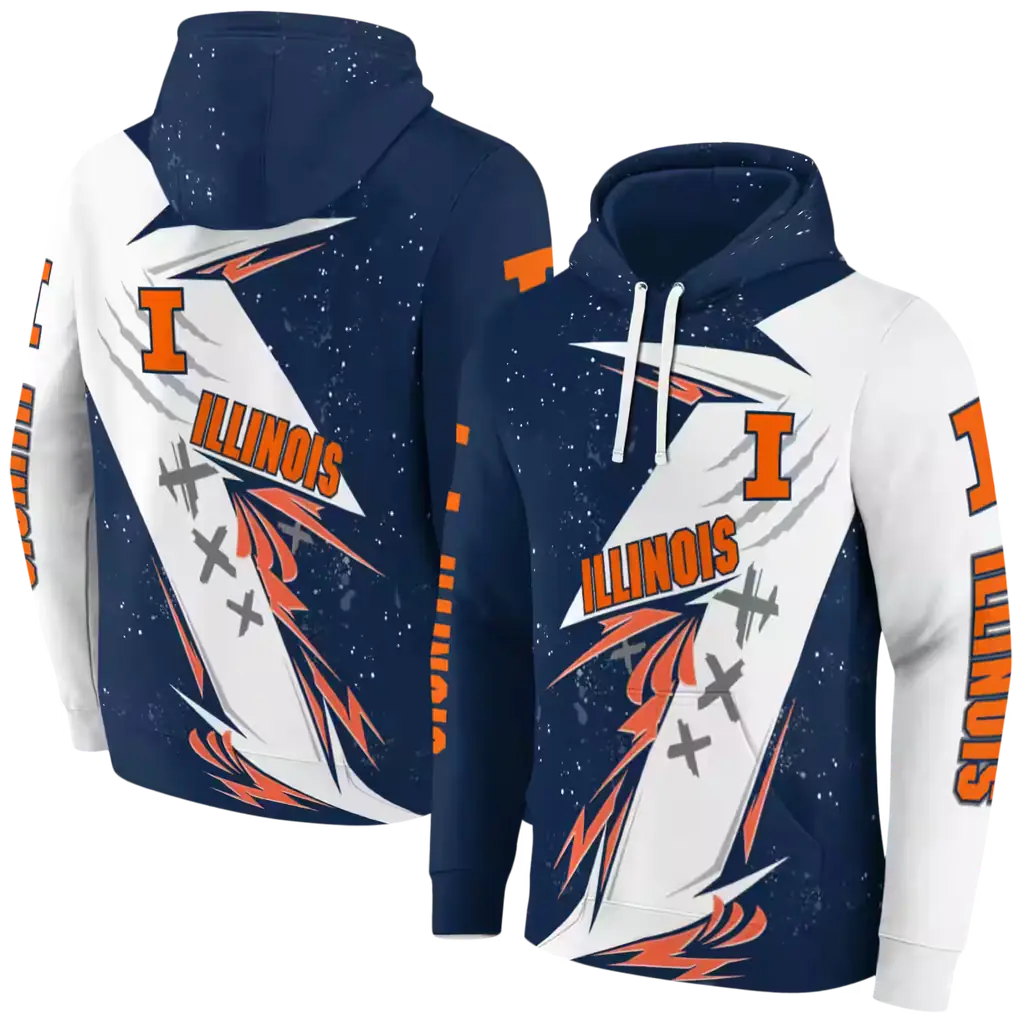 illinois fighting illini dynamic slash blue white hoodie fashion forward illinois fighting illini dynamic slash blue white hoodie fashion forward