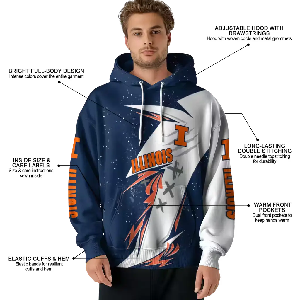 illinois fighting illini dynamic slash blue white hoodie latest model illinois fighting illini dynamic slash blue white hoodie latest model