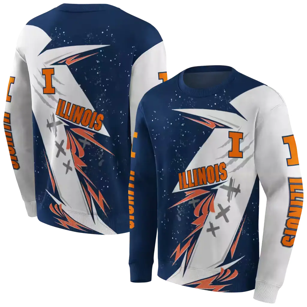 illinois fighting illini dynamic slash blue white hoodie premium grade illinois fighting illini dynamic slash blue white hoodie premium grade