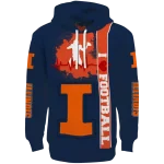 illinois fighting illini football heartbeat blue hoodie best selling