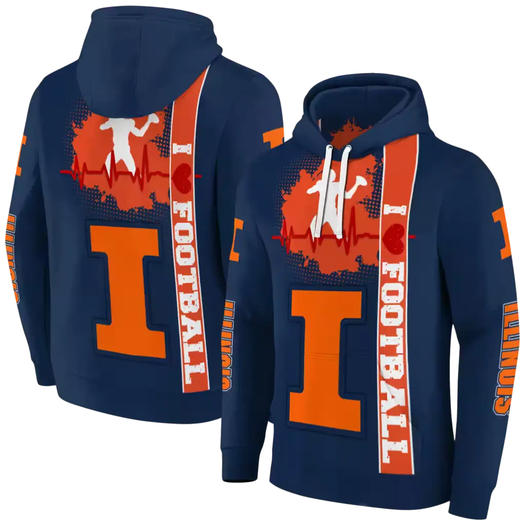 illinois fighting illini football heartbeat blue hoodie fashion forward illinois fighting illini football heartbeat blue hoodie fashion forward